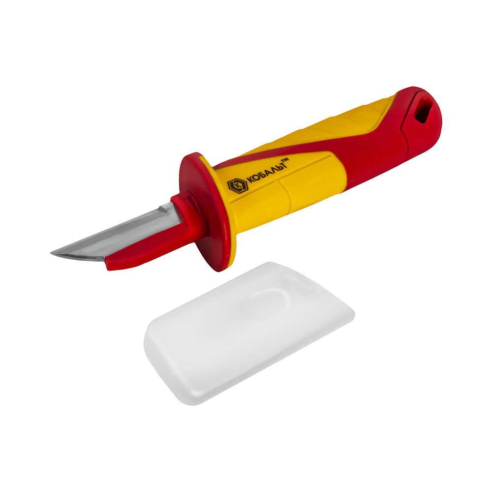 Нож электрика КОБАЛЬТ диэлектрический, 190 мм, прямой, изолированное лезвие 52 мм, блистер (921-145)